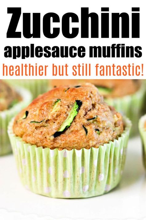 Zucchini Applesauce Muffins, Zucchini Applesauce, Oatmeal Applesauce Muffins, Carrot Zucchini Muffins, Low Cal Desserts, Zucchini Muffins Healthy, Easy Muffin Recipes, Banana Zucchini Muffins, Honey Muffins