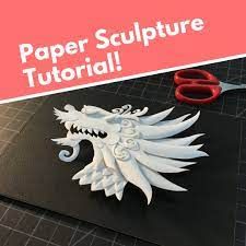 Paper Sculpture Tutorial PDF Instant Download Learn My | Etsy New Zealand Sculpture Tutorial, Junk Modelling, Fantasy Crafts, Paper Art And Craft, Fantasy Craft, Paper Dragon, Cutout Art, Cardboard Craft, Paper Pot