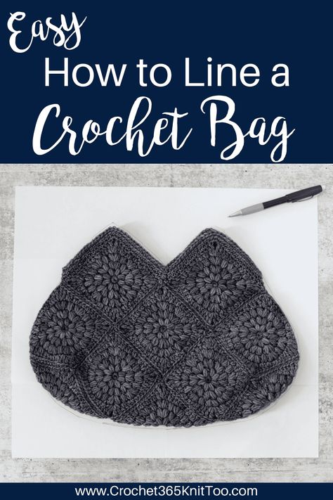 Learn how to line a crochet bag with fabric. #crcohetbaglining #crochetbag #crochet365knittoo Lining For Crochet Bag, How To Add A Liner To A Crochet Bag, Crochet Purse Lining, Crochet Bag Lining Tutorials, Line A Crochet Bag, Sewing Liner In Crochet Bag, Crochet Hook Sizes Chart, Sew A Bag, Bag Lining