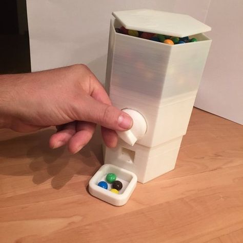 No tools-Candy Dispenser! V2 3D Print 60009 Useful 3d Prints, Best 3d Printer, Homemade Candy, Small Container, 3d Printer Projects, Candy Dispenser, Etsy Ideas, Homemade Candies, Small Containers