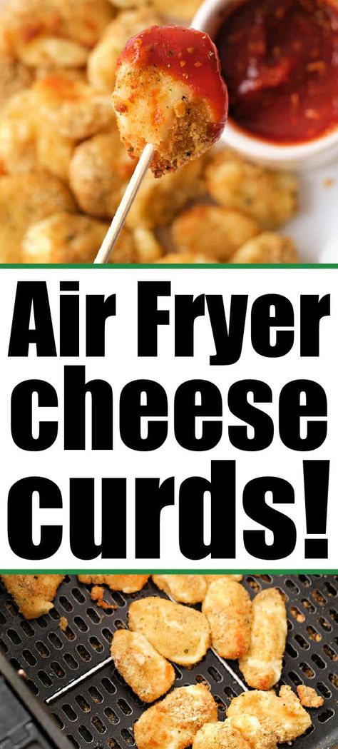 Fried Cheese Curds Air Fryer, Air Fryer Cheese Bites, Cheese Curds Recipe Air Fryer, Air Fried Cheese Curds, Cheese Curds Air Fryer, Air Fryer Cheese Sticks, Air Fryer Cheese Curds, Homemade Cheese Curds, Deep Fried Cheese Curds