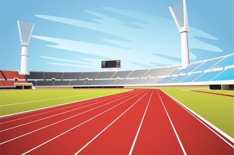 Stadium Premium Vector | Premium Vector #Freepik #vector #background #blue-background #summer #blue Pop Art Background, Background Summer, Sports Stadium, Comic Poster, Running Track, Sport Inspiration, Comic Book Pages, Cartoon People, Background Blue