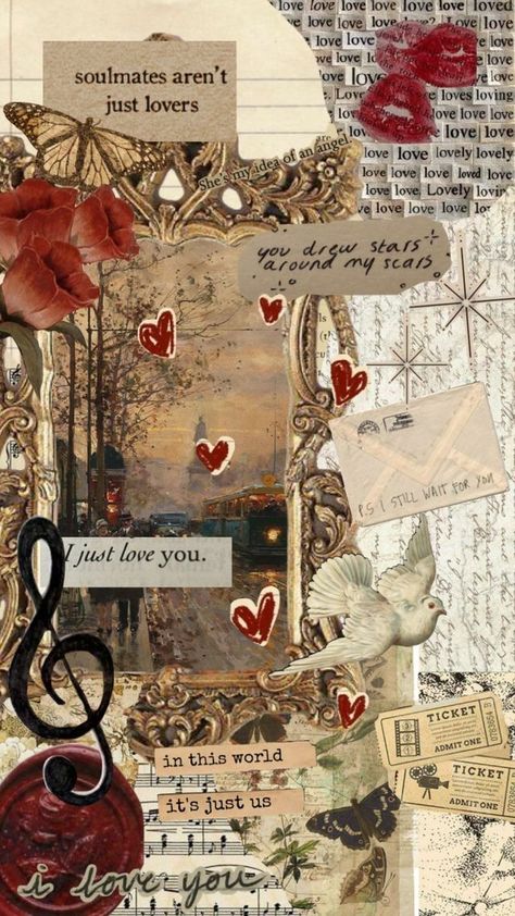 Romantic Wallpaper, Wallpaper Themes, Valentines Wallpaper, Collage Background, Iphone Wallpaper Themes, Creative Stuff, Edgy Wallpaper, Pinturas Disney, Vintage Poster Art