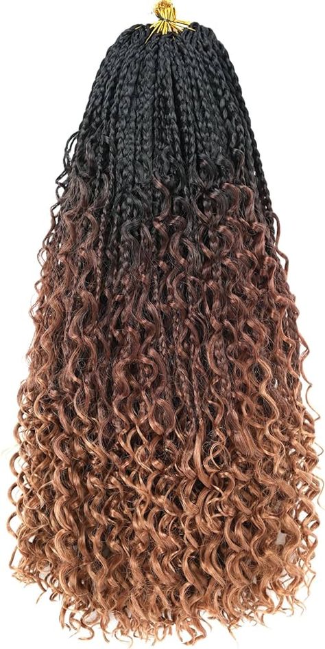 Amazon.com : Unionbeauty 8 Packs 14 Inch Boho Box Braids Crochet Hair with Curly Ends Bob Bohemian Hippie Braids Pre-looped Messy Goddess Box Braids Hair Ombre Synthetic Braiding Hair Extension for Black Woman 53# : Beauty & Personal Care Ombre Box Braids With Curly Ends, Braids For Black Woman, Goddess Box Braids Crochet Hair, Bohemian Box Braids, Boho Box Braids, Ombre Box Braids, Box Braids Crochet, Goddess Box Braids, Hippie Braids