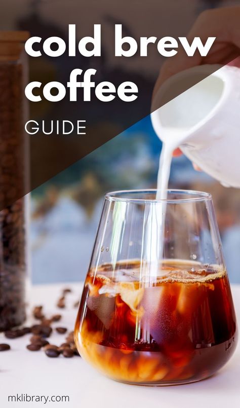 This is your comprehensive guide to all things cold brew coffee! Cold brew fuels me throughout the warm months, and there are so many ways to prepare this essential beverage. Find the full guide on MK Library.com! Cold Brew Ratio, Cold Brew Coffee Ratio, Dietitian Tips, Make Cold Brew, Cold Brew Coffee Recipe, Cold Brew At Home, Coffee Brewing Methods, Cold Brew Iced Coffee, Making Cold Brew Coffee