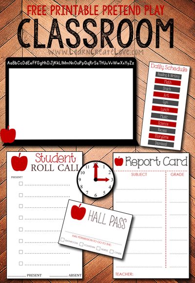 Pretend Play Classroom Set | LearnCreateLove.com Pretend Play Activities, Pretend Play Printables, Dramatic Play Printables, Dramatic Play Preschool, Dramatic Play Area, Intellectual Development, Play Dress Up, Kids Pretend Play, Dramatic Play Centers