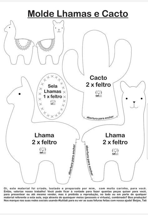 Lama Felt Pattern, Felt Alpaca Pattern, Llama Template, Couture Bb, Felt Toys Patterns, Felt Animal Patterns, Felt Crafts Patterns, Animal Sewing Patterns, Sewing Stuffed Animals