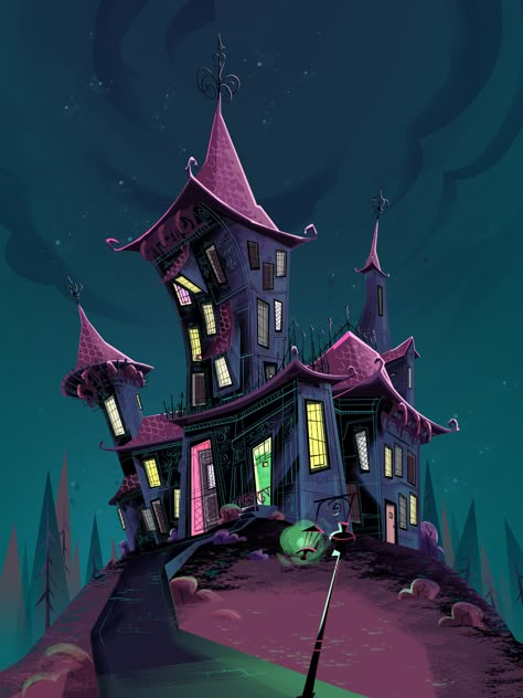 Historietas Assombradas - O Filme Teaser: https://www.youtube.com/watch?v=CjhsjFKjAXU | #The_House_At_The_Edge_Of_Magic #Artstation_Background #City_Cartoon #City_Background The House At The Edge Of Magic, Artstation Background, House Cartoon, Bg Design, Halloween Facts, Monster House, Victorian Buildings, City Cartoon, Spooky House