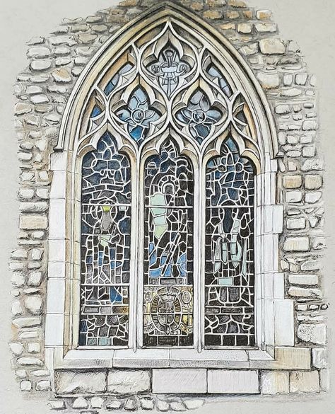 Window Drawings, Window Sketch, Church Window, Window Drawing, Art Alevel, Gcse Art Sketchbook, Stained Glass Church, Church Windows, Architecture Concept Drawings