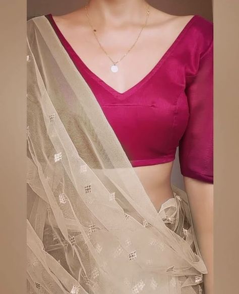 V Neck Front Blouse Indian, Front V Neck Saree Blouse Full Sleeve, Deep Nack Design Blouse, Deep V Saree Blouse, Satin Blouse Back Neck Designs, V Neck Blouses For Saree, Front Deep Neck Blouse Designs For Saree, Wide V Neck Blouse Indian, Simple Blouse Designs For Saree Silk Back Neck