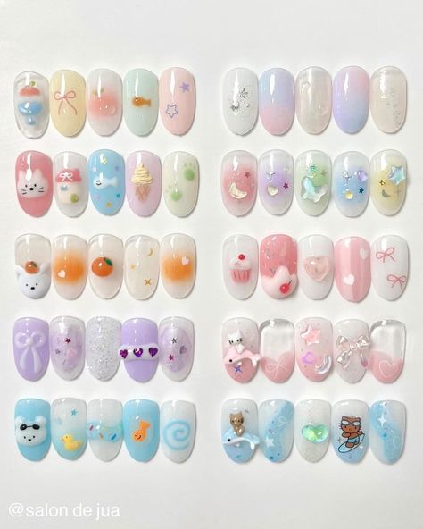 🍊🎀🪷🪻 Korea Nail Art, Disney Acrylic Nails, Kawaii Nail Art, Fake Nails Designs, Asian Nails, Cute Simple Nails, Ombre Acrylic Nails, Girly Acrylic Nails, Pretty Gel Nails