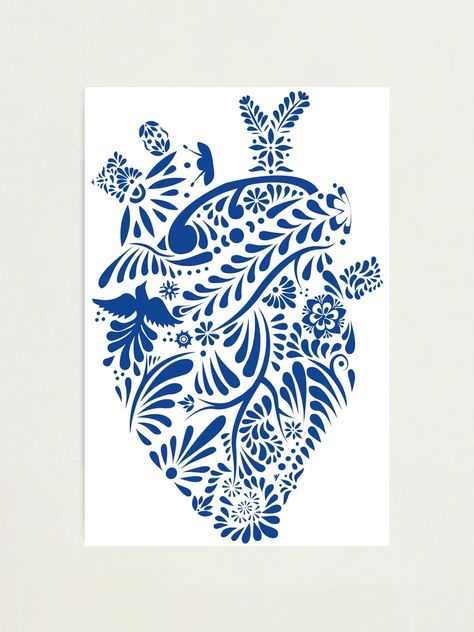 "Heart of Talavera" Photographic Print by MauSB | Redbubble Talavera Pottery Tattoo, Talavera Tattoo Design, Talavera Tattoo, Talavera Wallpaper, Mexican Hacienda Decor, Pinapple Tattoos, Talavera Art, Talavera Pattern, Hacienda Decor