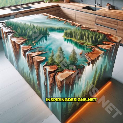 Epoxy River Kitchen Island, Epoxy Design Ideas, Epoxy Decor, Epoxy Furniture, Epoxy Kitchen, Diy Resin Table, Resin And Wood Diy, Epoxy Wood Table, Wood Resin Table