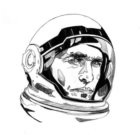 Interstellar Illustration, Interstellar Drawing, Interstellar Art, Pen On Paper, Black Pen, Black And White Portraits, Illustration Sketches, Interstellar, Pen Drawing