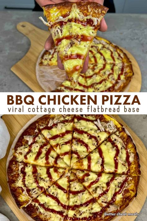 This game-changing BBQ Chicken Pizza is a must-try!🙌 Our gluten-free cottage cheese flatbread base is taking the TikTok by storm 🌟 Topped with tangy BBQ sauce, tender chicken, and melty cheese, this pizza packs a whopping 63g of protein for under 500 calories! 😮 Perfect for a low-cal, high-protein meal that satisfies your cravings without the guilt 😋 #HealthyPizza #CottageCheeseFlatbread #BBQChicken #HighProteinMeal #LowCalorieMeal #GlutenFreePizza #ViralRecipe #FlatbreadPizza #... Healthy Bbq Chicken Pizza, Cottage Cheese Flatbread, Chicken Bbq Pizza, Snack Wrap Mcdonalds, Healthy Bbq Chicken, Cheese Flatbread Pizza, Calzone Recipes, Bread Alternative, Bbq Chicken Flatbread