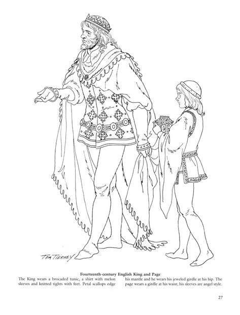 Tom Tierney, Fashion Coloring Book, Historical Illustration, History Fashion, Medieval Clothing, Medieval Fashion, Historical Costume, 14th Century, Fantasy Fashion