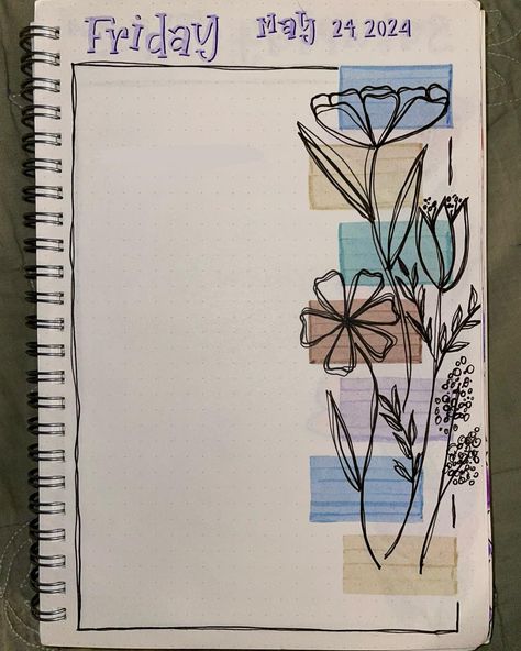 Journal pages for the week of May 20, 2024. Didn't really have a theme for the week...was more trying things out. I think Monday and Saturday were my favorite. ¯\_(ツ)_/¯ #justtamar #journalart #drawingeveryday #handdrawn #bujoart #creativejournaling #handdrawnart Journaling Page Ideas Aesthetic, Decorating Pages Journal, Border Design For Index Page, Journal Page Decoration Ideas, Drawing Ideas For Project, Index Design Creative, Creative Index Page Design, Aesthetic Designs For Project, Designs For Projects On Paper