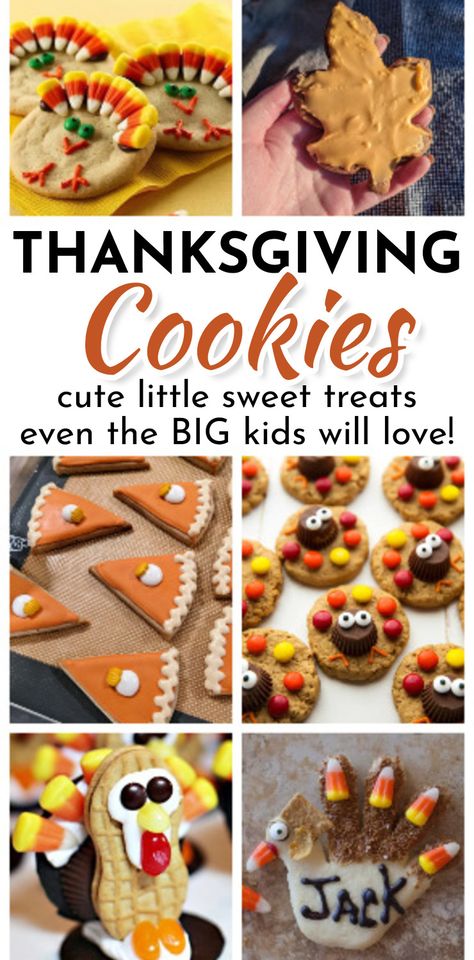 Thanksgiving Cookies - Cute Little Sweet Treats To Make This Holiday Thanksgiving Dessert For Kids, Thanksgiving Kids Desserts, Turkey Desserts For Kids, Turkey Cookies For Kids, Thanksgiving Cookies For Kids, Cute Thanksgiving Cookies, Thanksgiving Cookies Kids, Kids Thanksgiving Desserts, Thanksgiving Kids Treats