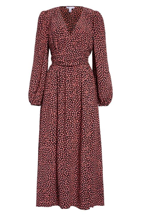 Leith Long Sleeve Floral Print Dress Pretty Fall Dresses, Fall Wedding Guest Dress, Blouson Sleeve, Sleeves Style, Polka Dress, Flowy Dress, Looks Vintage, Modest Dresses, Nordstrom Dresses