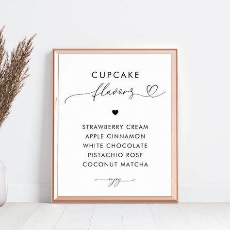 Romantic Heart Script Cupcake Flavors Wedding Sign Wedding Cupcake Flavor Sign, Delicious Cupcakes, Cupcake Flavors, Romantic Heart, Mirror Sign, Wedding Cupcakes, Chalkboard Signs, Wedding Welcome Signs, Wedding Signage