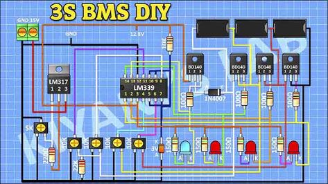 How to Make 3S BMS for 18650 Li-ion Cell DIY Circuit Diagram Bms Circuit Diagram, Power Amplifier Circuit Diagram, Diy Audio Projects, Battery Charger Circuit, Power Supply Design, Bldc Motor, Power Supply Circuit, Electronic Circuit Projects, Car Amplifier