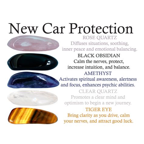 The new car protection crystals set includes 5 crystals, a bag, card, a gift box and more. Just place this set somewhere in your car. Maybe near the driver's seat. This set includes: * 5 crystals - Rose quartz, black obsidian, amethyst, clear quartz and tiger eye. * Information card about the crystals like the one in the title photo of the listing. * Velvet bag for your stones. * Gift card (optional). * Everything is packed in an elegant box with a ribbon ready to be given as a gift. * Stones si Best Crystals To Keep In Your Car, Protection Crystals For Car, Car Crystals Protection, Car Protection Crystals, Crystals For The Car, Crystals In Car, Crystals For Car Protection, Crystals For Your Car, Crystals To Keep In Your Car