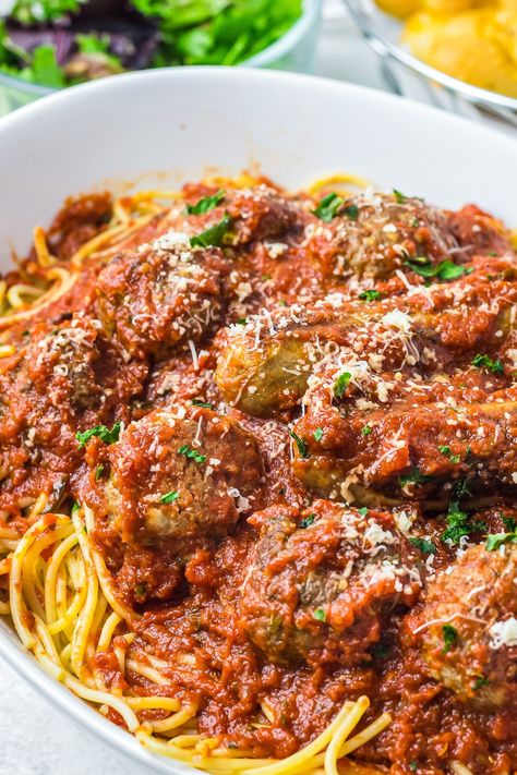 The Best Spaghetti Sauce and Meatballs, a rich spaghetti sauce loaded with homemade tender meatballs and Italian sausage. Spaghetti Sauce And Meatballs, The Best Spaghetti Sauce, Italian Sausage Spaghetti, Sauce And Meatballs, Cabbage Potato Soup, Crockpot Spaghetti Sauce, Best Spaghetti Sauce, Italian Pasta Sauce, Tender Meatballs