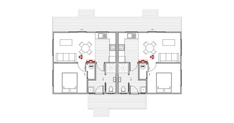 Farm Homes - Staff Quarters Twin floor plan Boys Quarters House Plan, Staff Accommodation, Servant Quarters, Dorm Planning, Servants Quarters, Staff Quarters, Farm Homes, Artist Retreat, Farm Workers