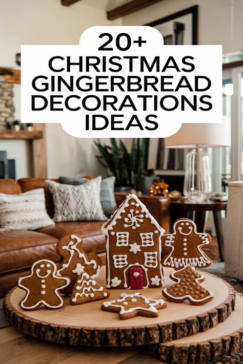 20+ Stunning Gingerbread Christmas Decor Ideas Decorating With Gingerbread Houses, Gingerbread Christmas Party Ideas, Gingerbread Mantle Decor, Gingerbread Signs Diy, Gingerbread Table Decor, Gingerbread Decor Ideas, Gingerbread Men Decorations, Diy Gingerbread Decorations, Gingerbread Kitchen Decorating Ideas