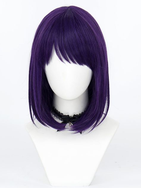 Peruca Sintética Curta Roxa Reta De 14 Polegadas Com Franja De Fibra Resistentes Ao Calor Para Meninas E Mulheres, Peruca De Cosplay De Animação Para O Papel De Halloween Roxo    Fibra sintética  Perucas,Peruca com franja   Wigs & Accs, size features are:Bust: ,Length: ,Sleeve Length: White Women Dresses, Anime Wigs, Purple Wig, Hair Accessories Boho, Purple Collar, Ombre Wigs, Headband Wigs, Halloween Party Costumes, Straight Wig