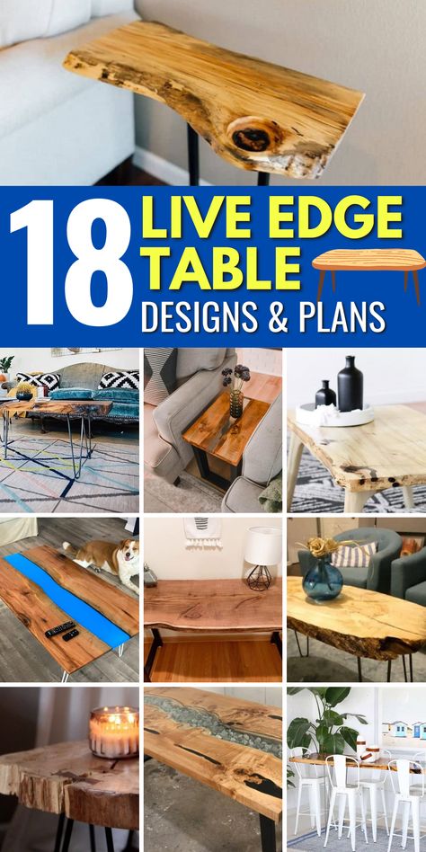 Bring a touch of nature indoors with these stunning live edge table designs. Raw Edge Bar Table, Live Edge Coffee Table Epoxy, Live Edge Epoxy Table Diy, Diy Walnut Table, Live Edge Side Table Diy, Live Edge Coffee Table Legs Ideas, Live Edge Diy Projects, Live Edge Wood Ideas, Slab Wood Ideas