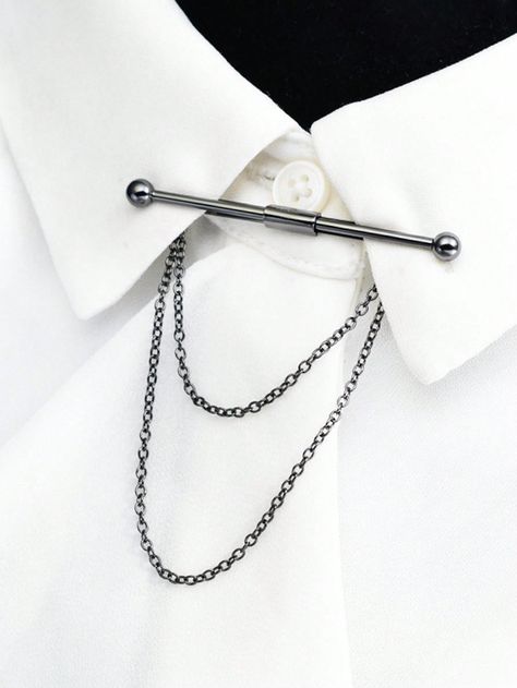 1pc Fashionable Gun Black Shirt Collar Pin With Tassel & Suit Lapel Pin & Metal Tie ClipI discovered amazing products on SHEIN.com, come check them out! Lapel Pins Suit, Shirt Collar Pins, Cross Pendent, Groomsmen Accessories, Men's Brooch, French Cuff Dress Shirts, Collar Bar, Collar Clips, Collar Pin