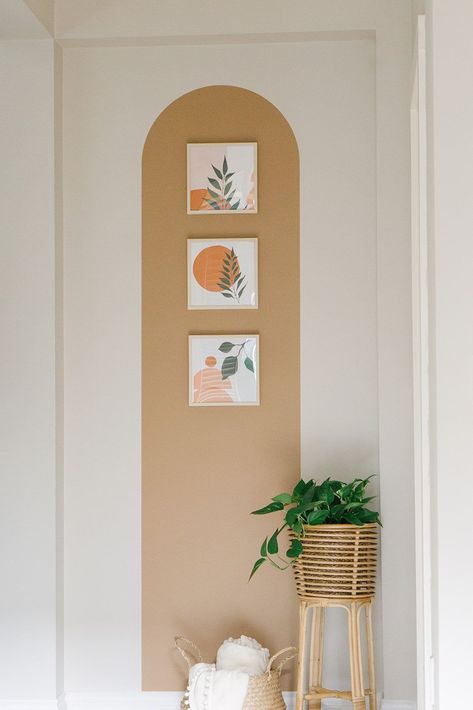 Hanging Paintings On The Wall Ideas, Faux Door, Hang Plants, Arch Wall, The Arch, Art Decals, Renter Friendly, Home Room Design, Boho Bedroom