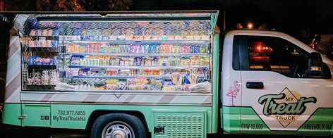 Snack Truck | Mobile Candy Truck | Freehold, Millstone, NJ | My Treat Truck Candy Truck Ideas, Trucker Treat Car Ideas, Candy Food Truck, Candy Truck, Mobile Candy Truck, Mobile Dog Treat Truck, Food Truck Wedding, 20 Year Anniversary, Candy Display