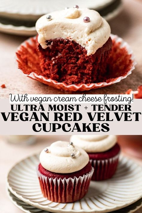 Vegan Red Velvet Cupcakes, Vegan Red Velvet, Vegan Cupcake Recipes, Vegan Cream Cheese Frosting, Valentines Recipes Desserts, Keto Pumpkin Pie, Baking Stuff, Cupcakes With Cream Cheese Frosting, Vegan Cream