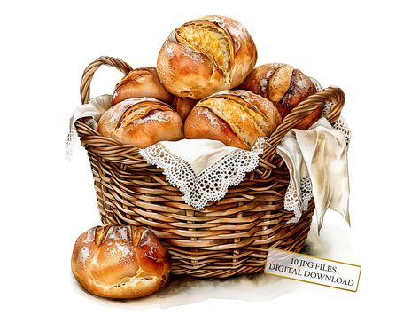 Note: these are Digital JPG files, NO transparent background! Introducing my Breads in a Basket with Lace and Ribbon Watercolor Clipart Bundle, the perfect addition to your fun and creative collection! At an affordable price, this bundle is a practical investment for anyone looking to add more fun and creativity to their projects and everyday life. Use this bundle collection of Breads in a Basket with Lace and Ribbon watercolor illustrations to create beautiful personal projects or unique gifts. Miniature Patisserie, Ribbon Clipart, Journaling Scrapbook, Bread Basket, Watercolor Illustrations, New Backgrounds, Delicate Details, Scrapbook Supplies, Watercolor Clipart