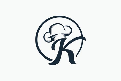 chef logo with a combination of letter k and chef hat for any business especially for restaurant, cafe, catering, etc. Chef Logo Design Ideas, Catering Logo Ideas, Kitchen Logo Design, Culinary Tattoos, Cafe Catering, Catering Logo, Cartoon Chef, Cooking Logo, Christmas Fonts Free