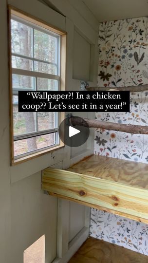 Themed Chicken Coop, Cute Chicken Wallpaper Aesthetic, Chicken Coop Wallpaper, Interior Chicken Coop Ideas, Wallpapered Chicken Coop, Chicken Coop Interior, Pretty Chicken Coop, Chicken Coop Astetic, Chicken Coop Interior Ideas