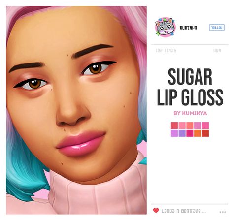 SUGAR LIP GLOSS this was my first draft of my ginger lip gloss. i was debating throwing all the swatches out and starting over but some of these are so cute...i hope you like it! basegame compatible. ... Sims 4 Cc Maxis Match Lipstick, Sims Lipgloss, Sims 4 Lipgloss Maxis Match, Sims 4 Cc Maxis Match Makeup Lipgloss, Sims 4 Cc Lipstick Gloss, Sims 4 Lipgloss, Ts4 Lipstick Maxis Match, Sims Makeup, Sims 4 Stories