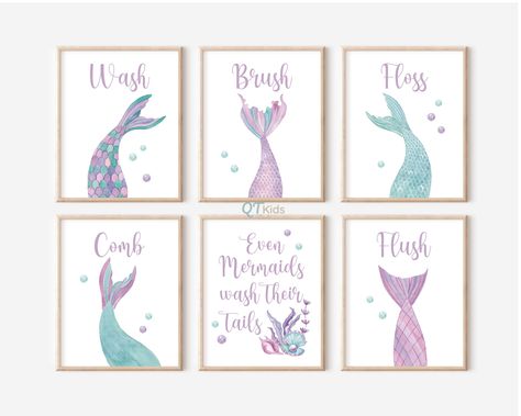 Mermaid Theme Bathroom, Mermaid Bathroom Ideas, Under The Sea Bathroom, Seashell Bathroom, Girl Bathroom Decor, Mermaid Bathroom Decor, Girl Bathroom, Mermaid Bathroom, Girl Bathrooms