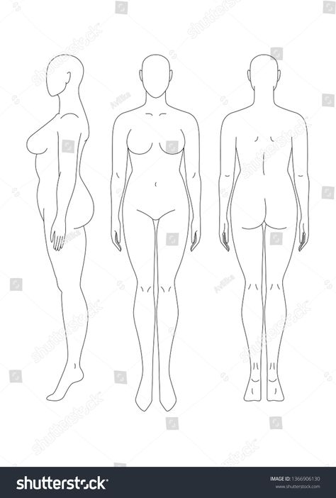 Body Sizes Drawing Female, Fashion Body Template Front And Back, Body Antomany Drawing Female, Body Drawing Back View, Body Front And Back Drawing, Blank Body Template Female, Back Template Tattoo, Back Drawing Reference Female, Body Template For Tattoos