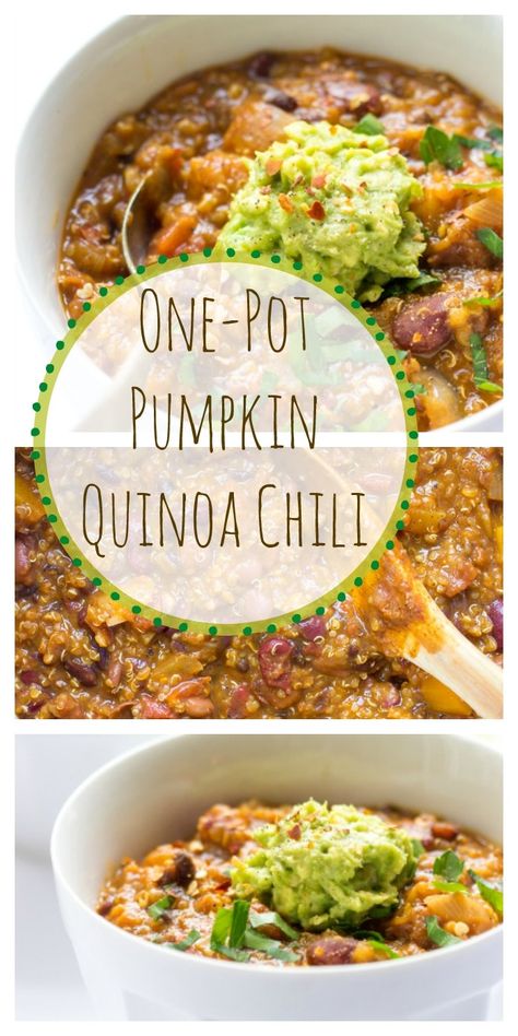 One-Pot Pumpkin Quinoa Chili Vegan Curries, Vegan Quinoa Chili, Corn And Beans, Vegan Chilli, Pumpkin Quinoa, Quinoa Chili, Chili Toppings, Vegan Quinoa, Spicy Tomato Sauce