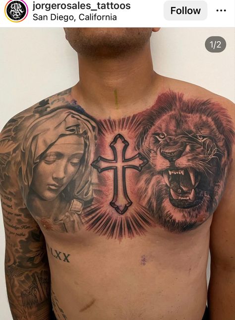 Cross Tattoo Chest, Tattoo Mens, Full Chest Tattoos, Tattoo Ideas Males, Gamer Bedroom, Elbow Tattoos, Chest Piece Tattoos, Chest Tattoo Men, Chest Piece