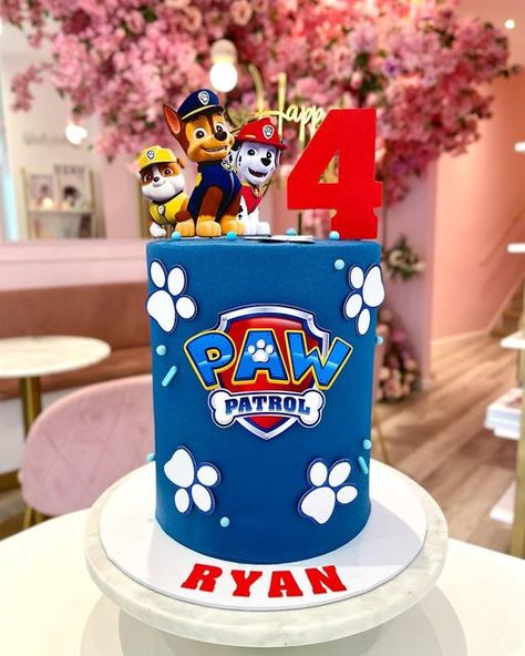 Ryder Cake Paw Patrol, Paw Patrol Round Cake, Paw Birthday Cake, Cake Decorating Paw Patrol, Paw Patrol Themed Cake, Paw Patrol Small Cake, Blue Paw Patrol Cake, Paw Patrol Cream Cake, 2nd Birthday Paw Patrol Boy