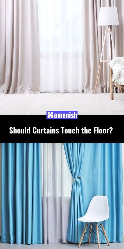 Curtain Length Guide, Extra Long Curtains, Long Drapes, Curtain Length, Simple Curtains, Traditional Style Homes, Long Curtains, Cool Curtains, Cafe Curtains