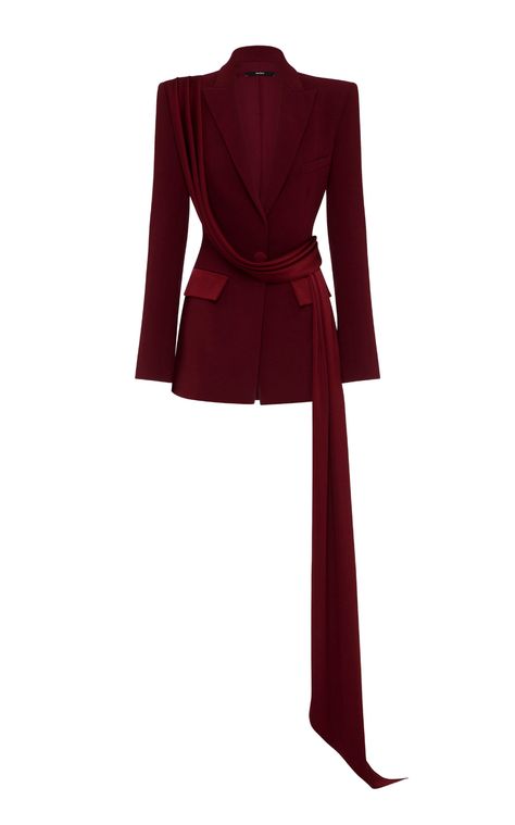 Alex Perry Amber Drape-Detailed Crepe Blazer $2,600 Casual Leather Jacket Outfit, 60 Outfits, Peplum Lace, Mnm Couture, Strapless Evening Gowns, Crepe Blazer, Drape Jacket, Alex Perry, Leather Jacket Outfits