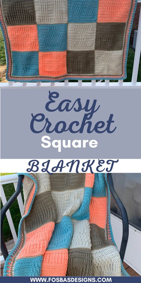 Make these perfect quick crochet squares for your next blanket! Crochet Blanket free pattern | Stash busting ideas | Easy crochet squares Quick Crochet Squares, Crochet Block Blanket Pattern Free, Simple Crochet Squares, Large Crochet Squares Pattern Free, Crochet Blanket Squares Pattern Free, Crochet Squares For Blanket, Cal Crochet Free Pattern, Crochet Afghan Patterns Free Throw Blankets Granny Squares, Crochet Blocks Free Pattern Squares