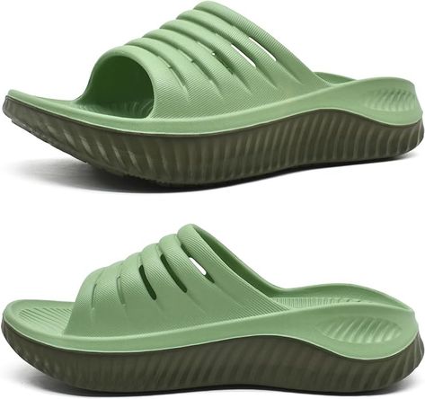 Amazon.com | KuaiLu Womens Recovery Sandals Comfortable Plantar Fasciitis Arch Support Ladies Orthopedic Running Sport Slides Open Toe Slip On Thick Athletic Cushion Slippers Summer Pool Beach Sandles Grey 7 | Shoes Exercise Shoes, Recovery Sandals, Sports Recovery, Cute Slides, Pool Shoes, Sandals Comfortable, Slippers Summer, Summer Pool, Workout Shoes