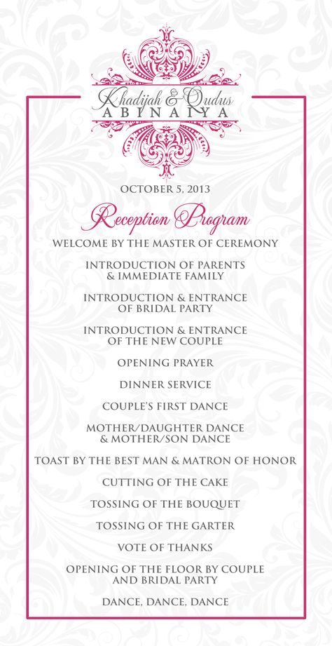 Rec.program Civil Wedding Reception Program, Civil Wedding Reception, Calendar Outline, Simple Civil Wedding, Nigerian Wedding Reception, Wedding Ceremony Script Funny, Wedding Reception Schedule, Wedding Church Programs, Wedding Program Examples