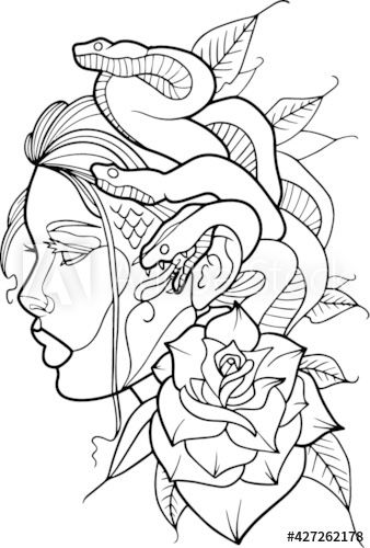 Sketches Skull, Medusa Mermaid, Medusa Tattoo Design, Skull Snake, Tarot Card Tattoo, Medusa Art, Tattoo Zeichnungen, Mythology Tattoos, Lotus Mandala